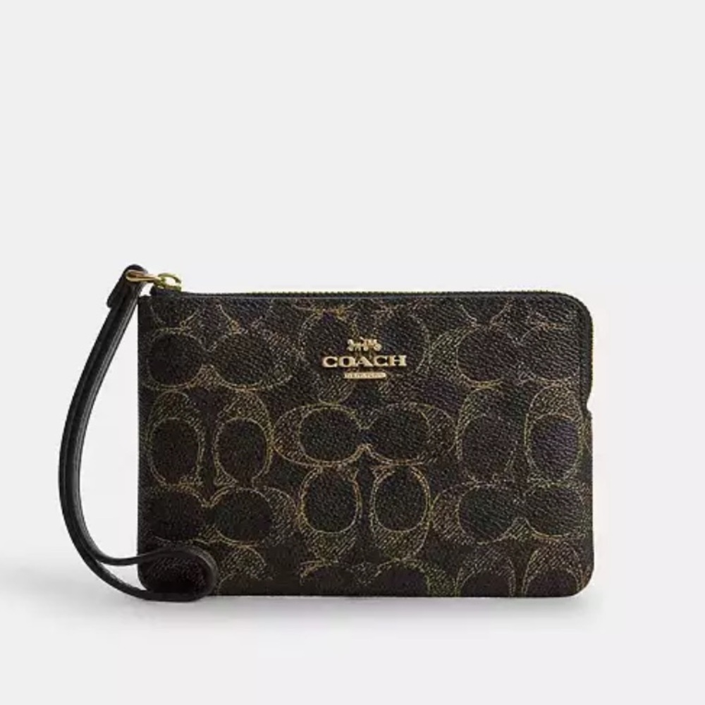 Coach Corner Zip Wristlet In Loved Signature Canvas